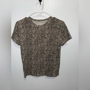 American Eagle Outfitters Leopard Print Short Sleeve Top